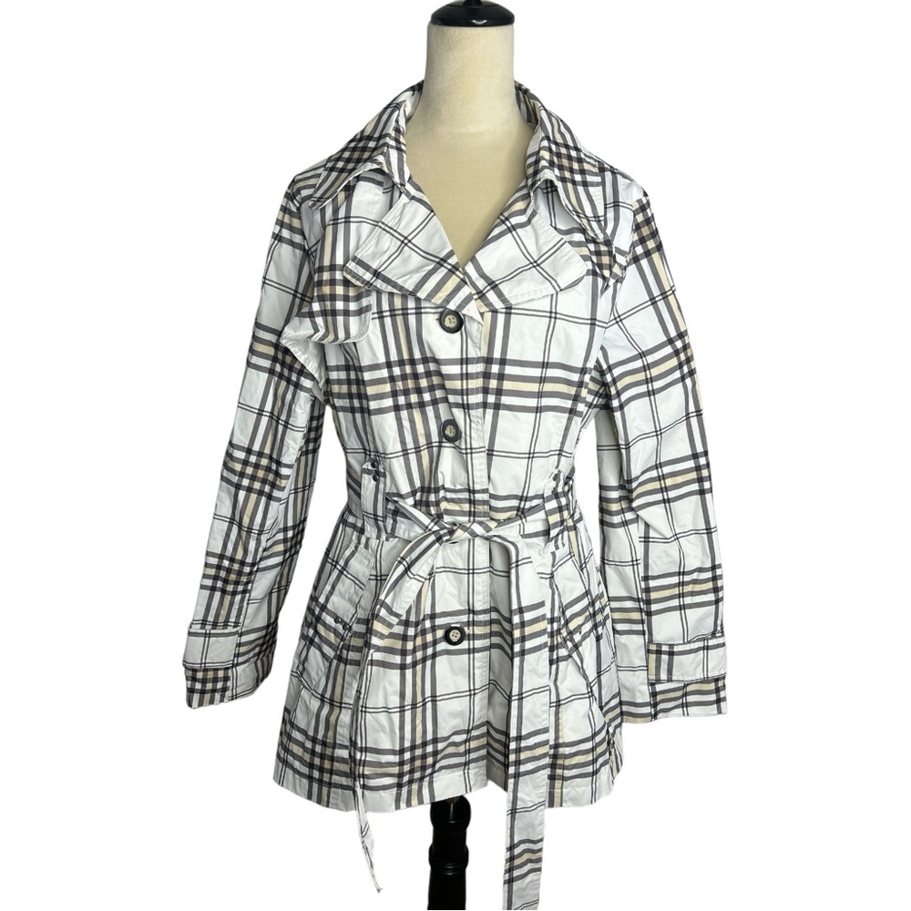Weather Tamer plaid preppy classic raincoat jacket, XL